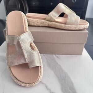 Donald Pliner ADDARA 27 WOMENS METALLIC LEATHER SLIDE SANDALS $178 Size 6